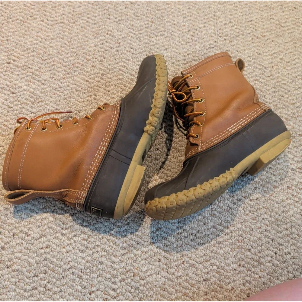 LL Bean Bean Classic Duck Boots Mens 8 Brown Tan Rubber Goretex Outdoor
